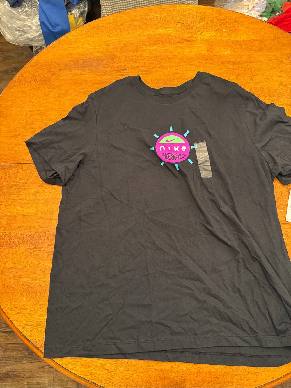 Nike Black Short Sleeve Tee with Purple & Teal Sun Graphic xxl